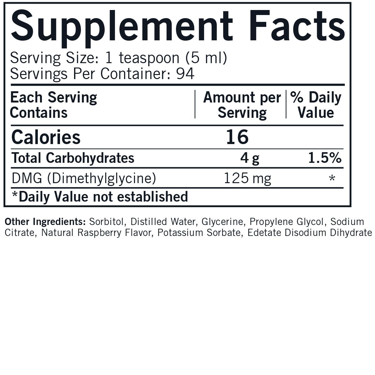 DMG (Dimethylglycine) Liquid - Natural Raspberry Flavoring