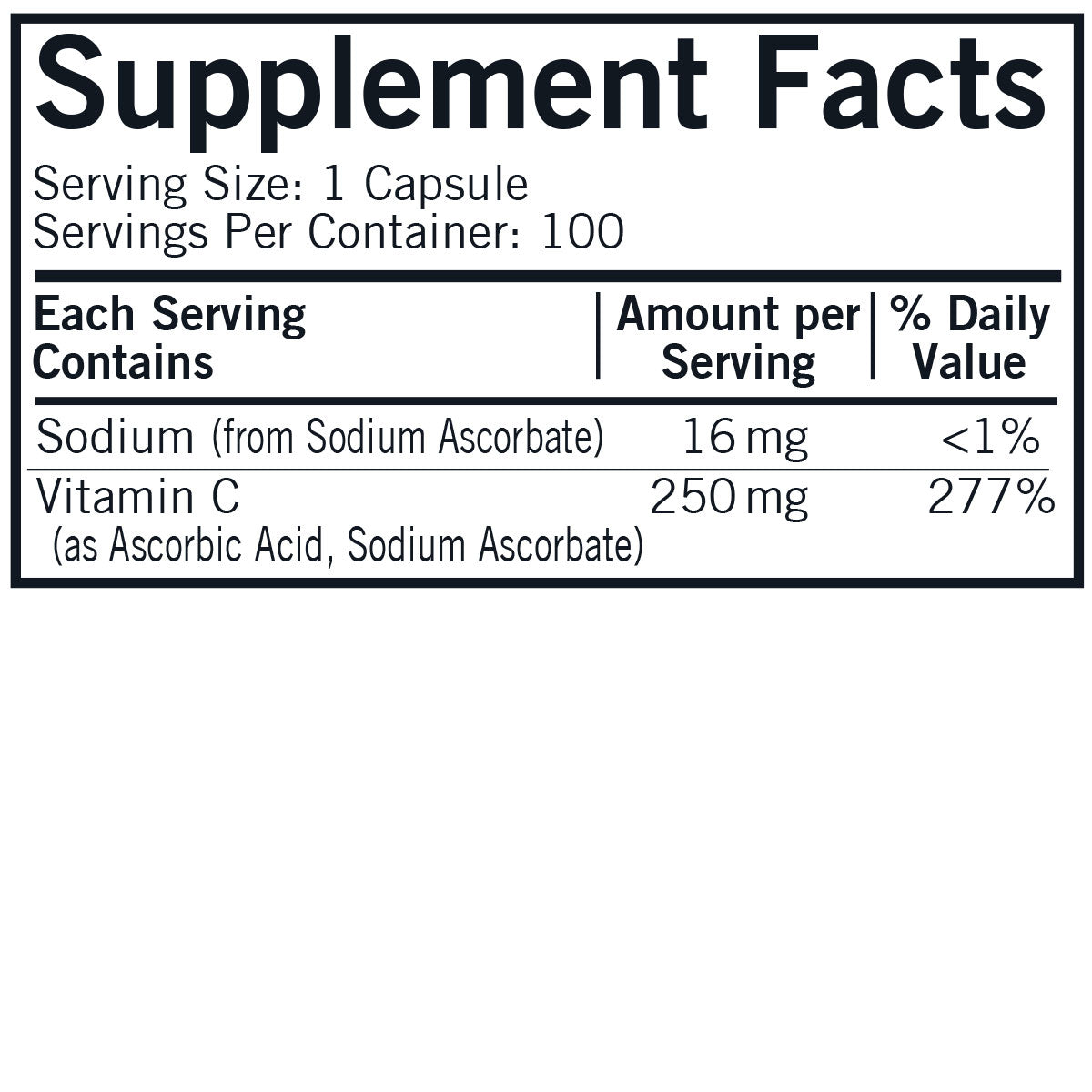 Vitamin C 250mg Hypo Caps 100ct