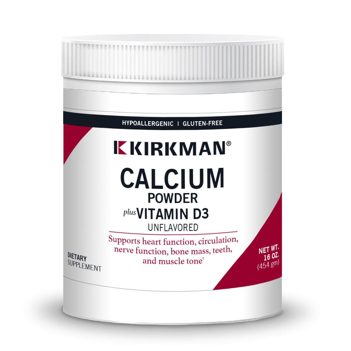 Calcium with Vitamin D-3 Powder - Unflavored - Hypoallergenic - 16 oz.