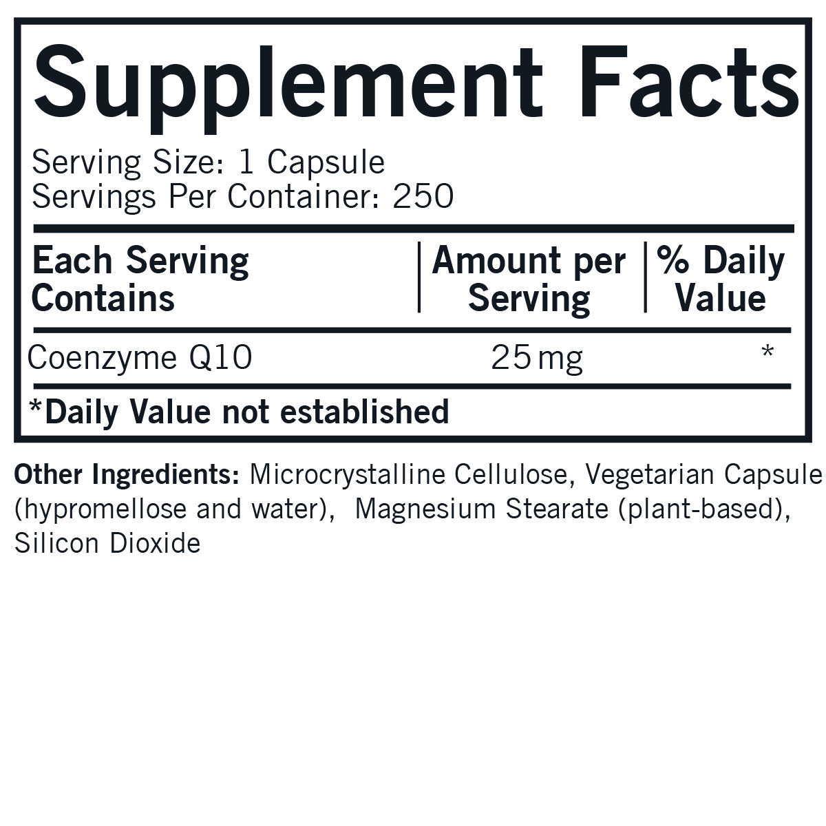Coenzyme Q10 25 mg  (CoQ10) - Hypoallergenic - 250 capsules