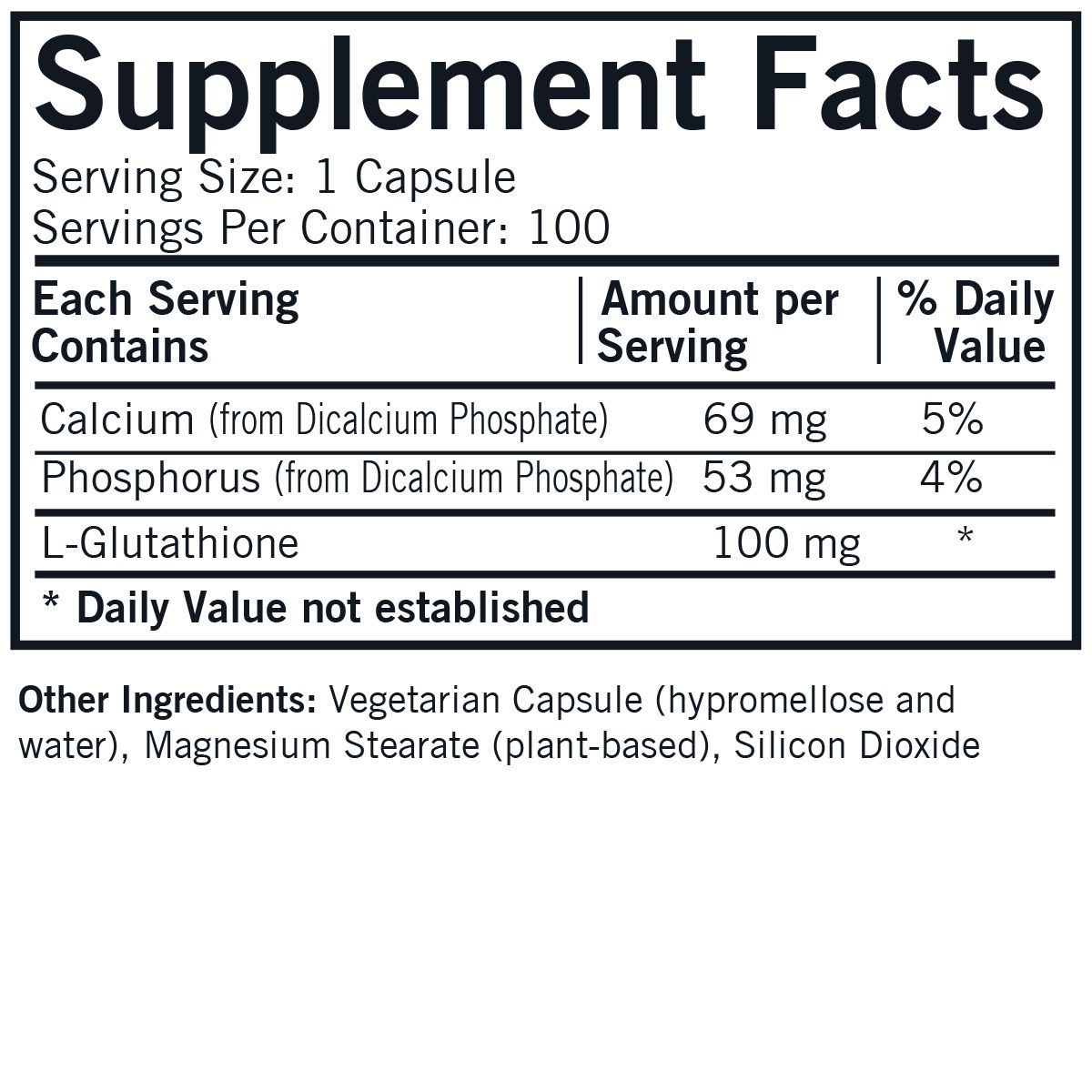 Reduced L-Glutathione 100 mg Capsules