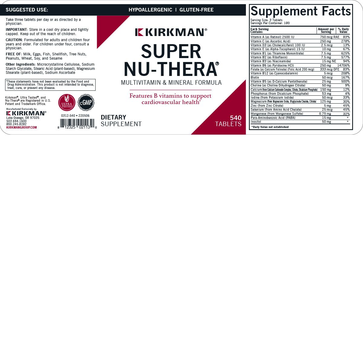 Super Nu-Thera Multivitamin & Mineral Caplets 540ct * <p class="bubspecial" style="font-size:.8em;">Overstock Sale. Best used by October 31, 2024</p>