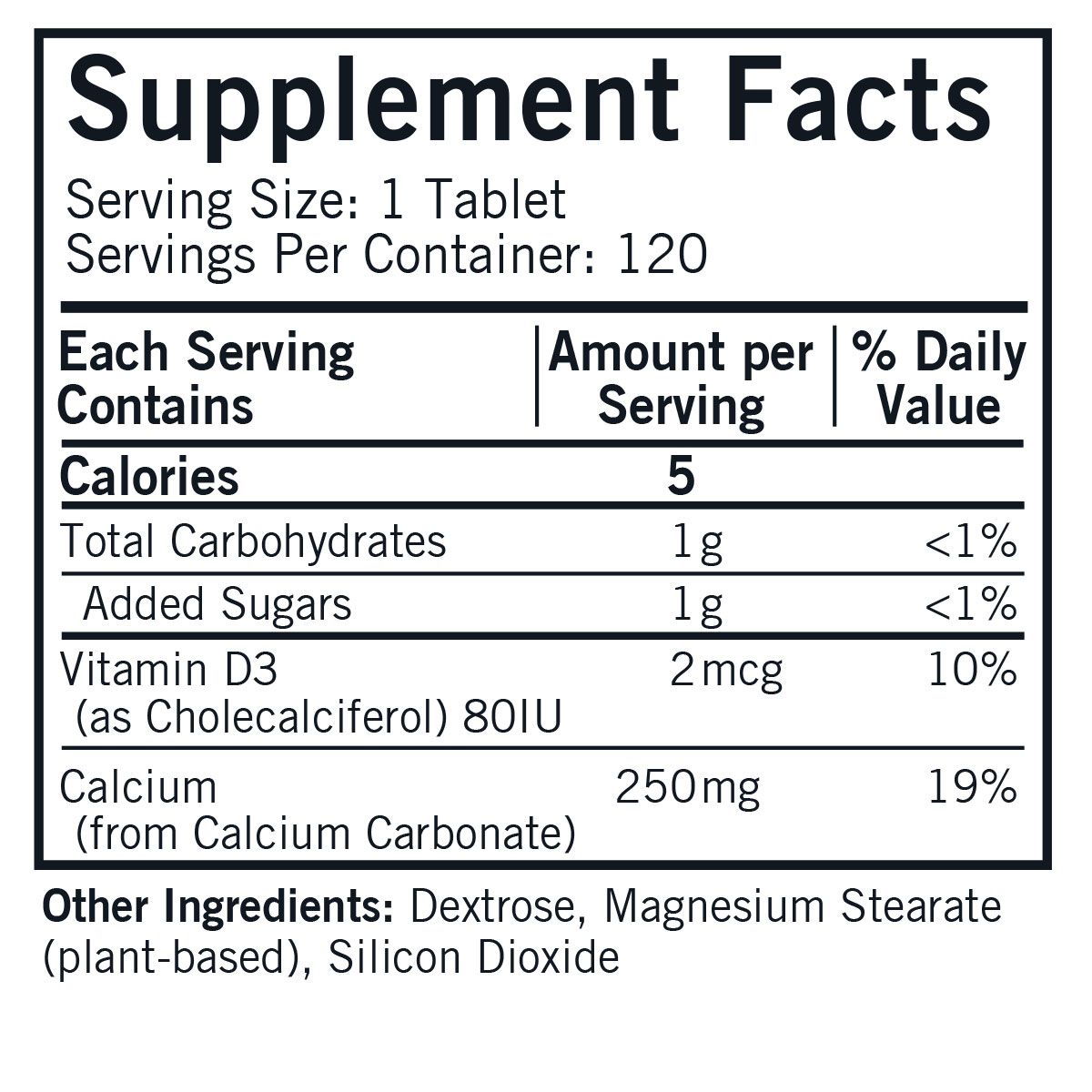 Calcium 250 mg with Vitamin D3 Chewable Tablets
