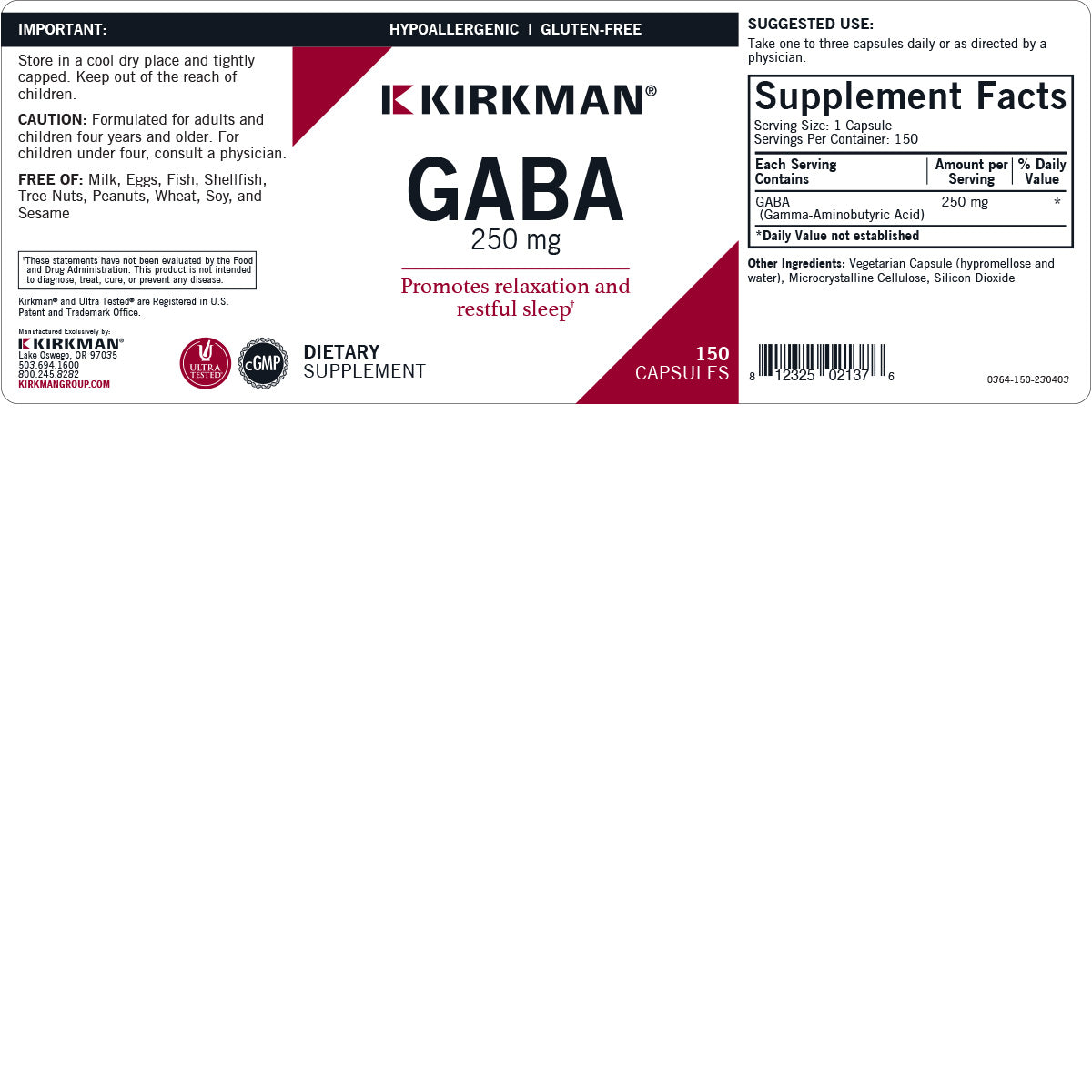 GABA 250 mg - Hypoallergenic