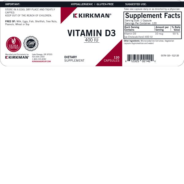 Vitamin D3 400 IU - Hypoallergenic
