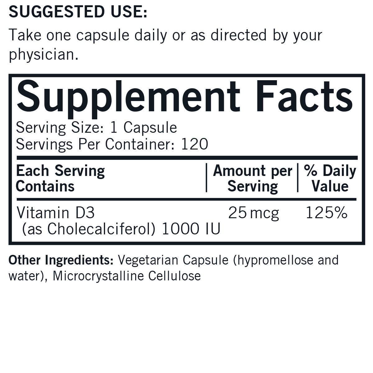 Vitamin D3 25mcg (1000 IU) Caps