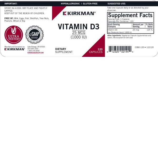 Vitamin D3 25mcg (1000 IU) Caps