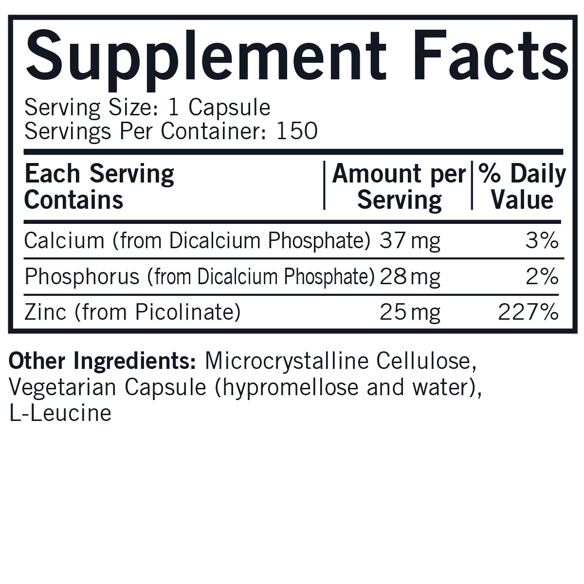 Zinc Picolinate 25 mg - Hypoallergenic *