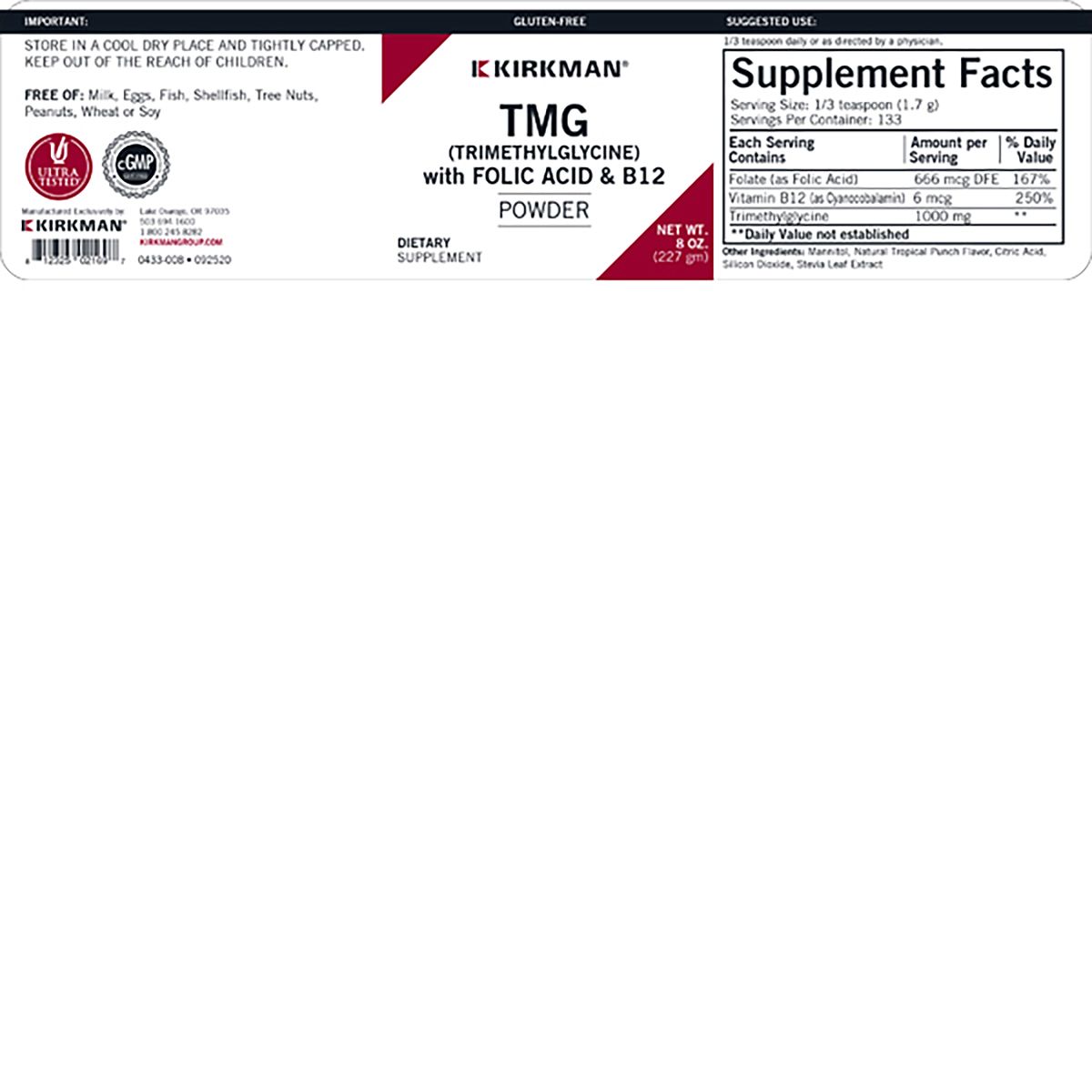 TMG with Folic Acid & B12 Powder 8oz