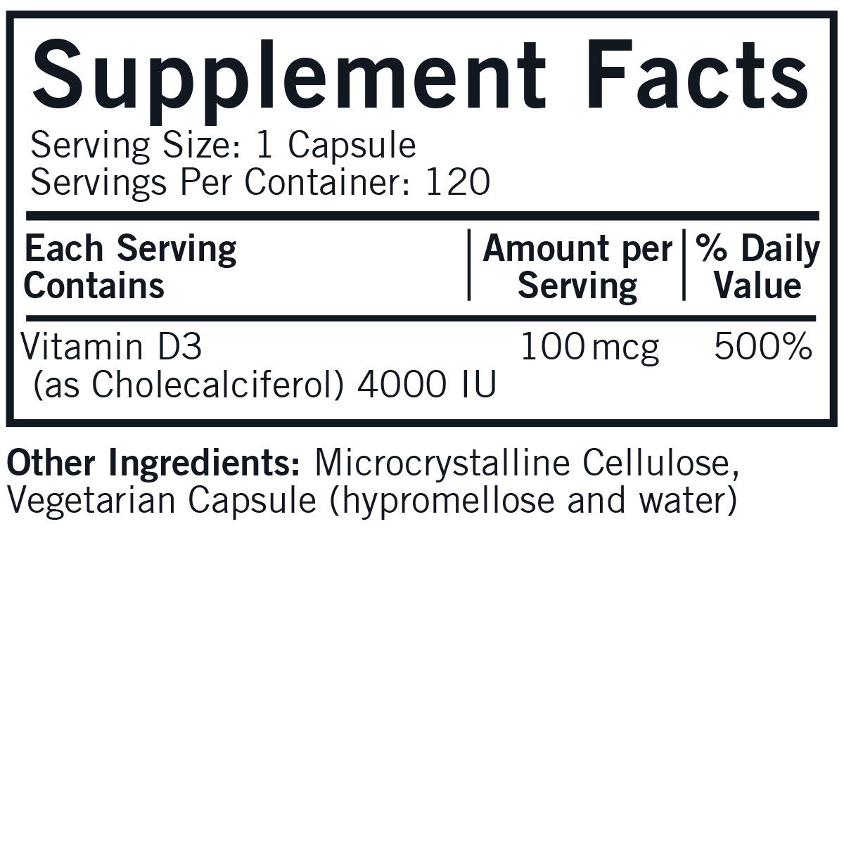 Vitamin D3 4000 IU Caps