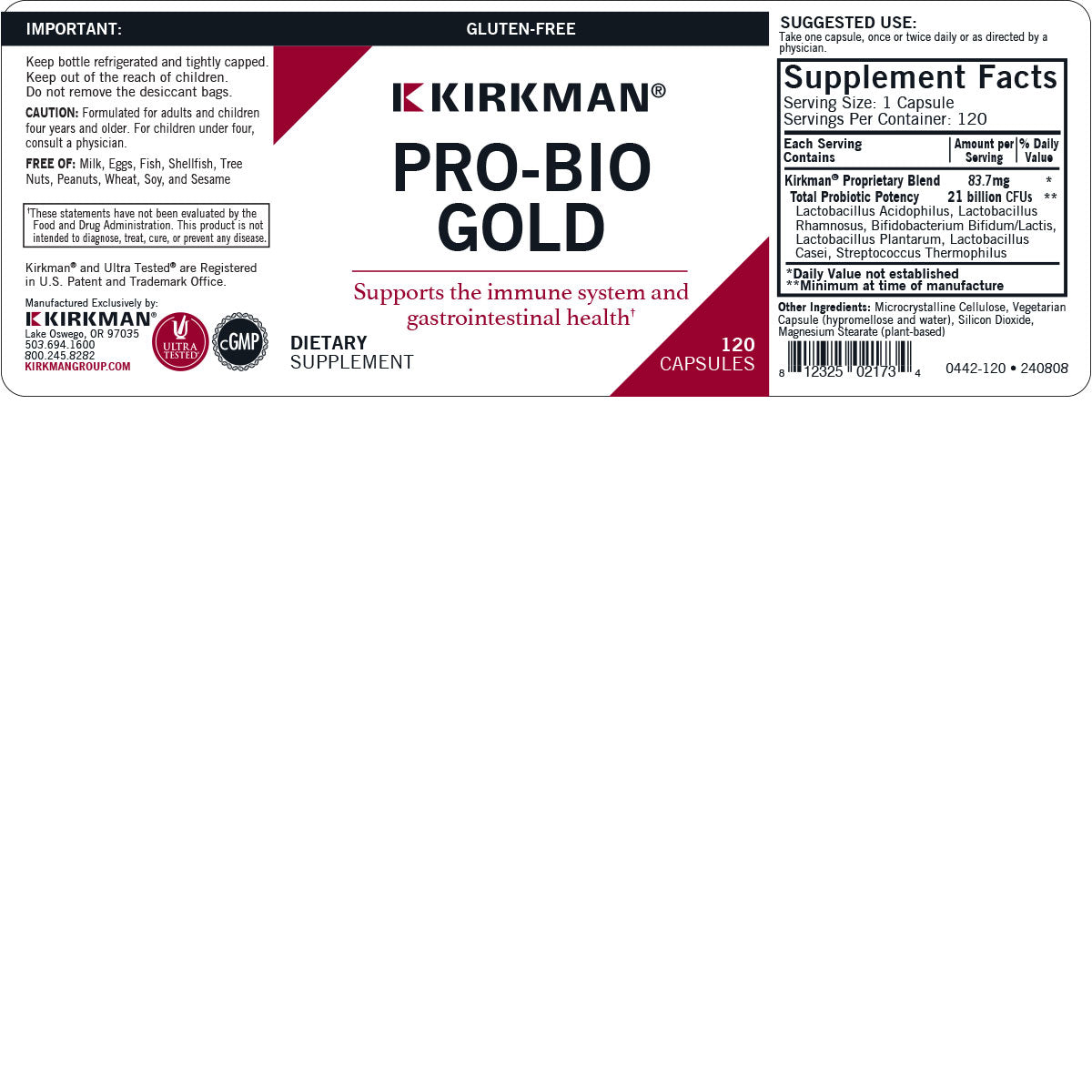 Pro-Bio Gold™ - Hypoallergenic 120 ct