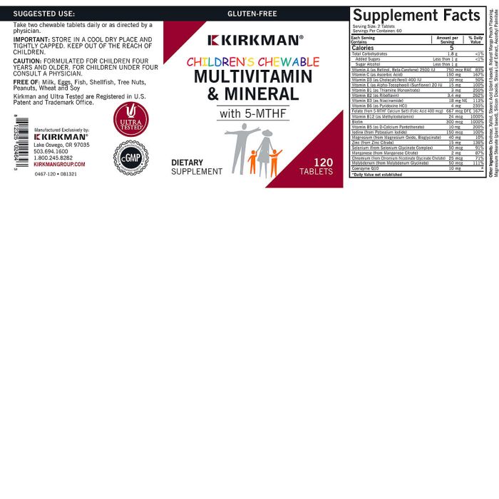 Children’s Multivitamin & Mineral Chewable Wafers with 5-MTHF