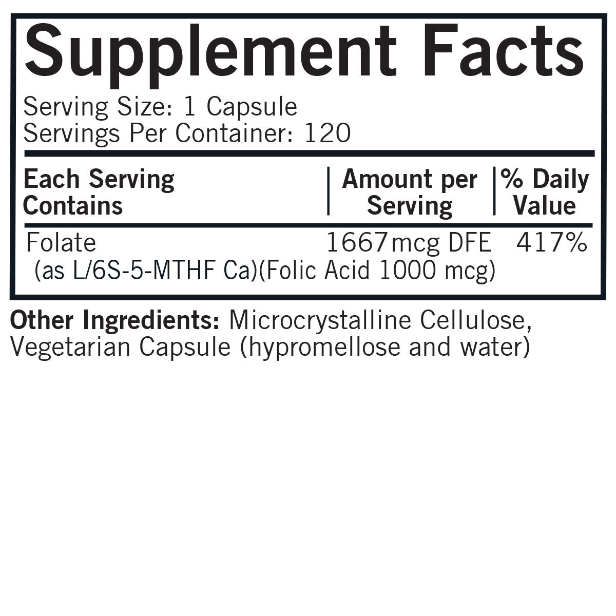 5-MTHF ([L/6S]-5-Methyltetrahydrofolate) 1 mg - Hypoallergenic