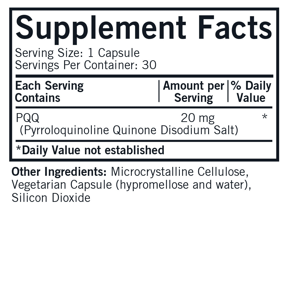 PQQ (Pyrroloquinoline Quinone) - Hypoallergenic